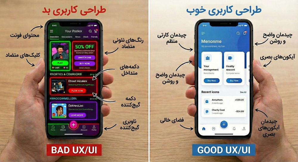 تاثیر رنگ در طراحی رابط کاربری UI و تجربه کاربری UX موبایل